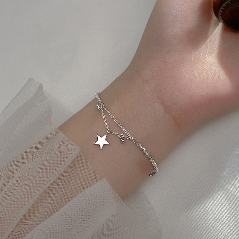 Silver Diamond-Studded Butterfly Bracelet