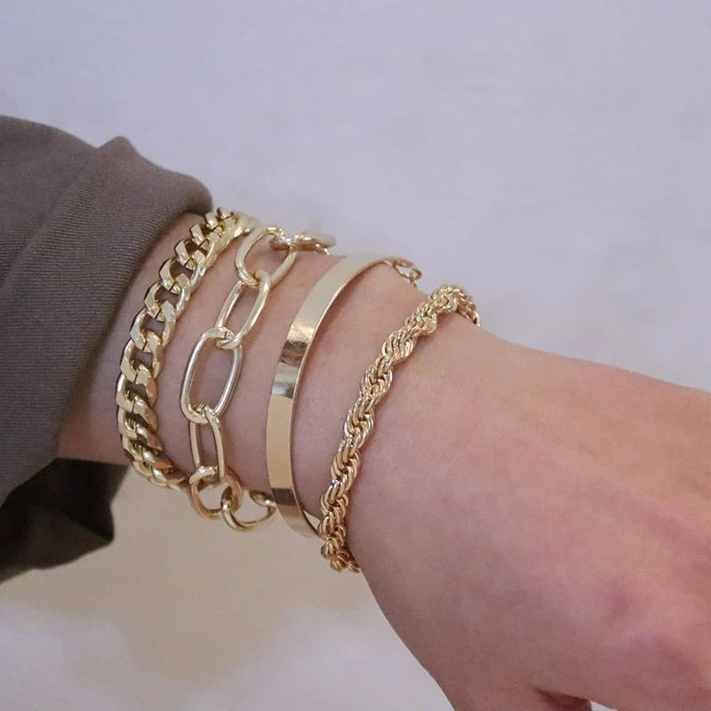 Punk Curb Cuban Chain Bracelets