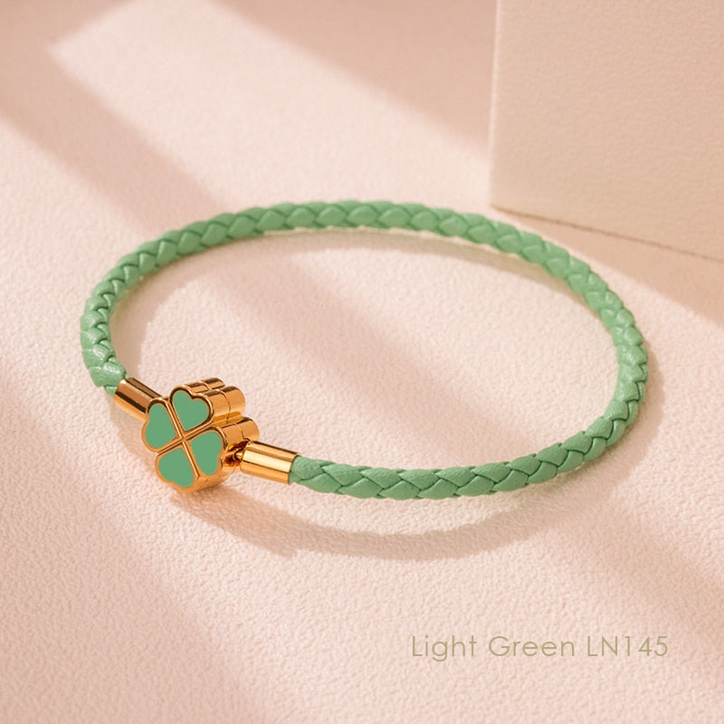 Green Four-Leaf Clover Lucky Bracelet