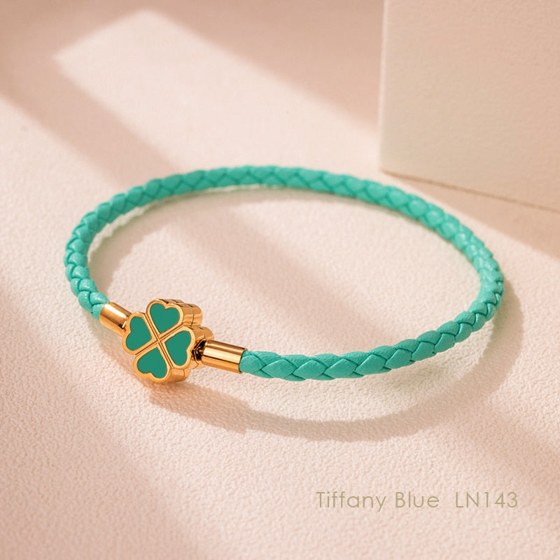 Green Four-Leaf Clover Lucky Bracelet