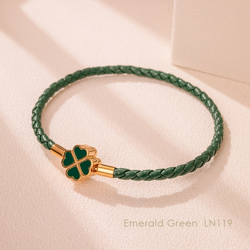 Green Four-Leaf Clover Lucky Bracelet