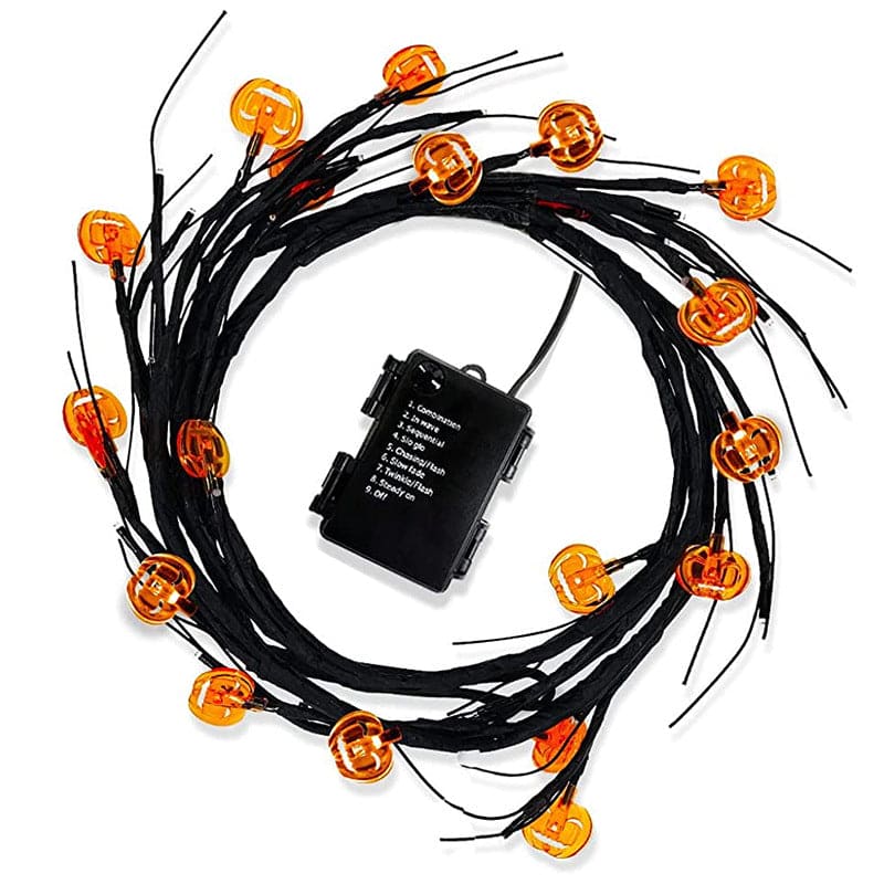 Halloween LED Willow Vine String Lights - Bat & Pumpkin Decor