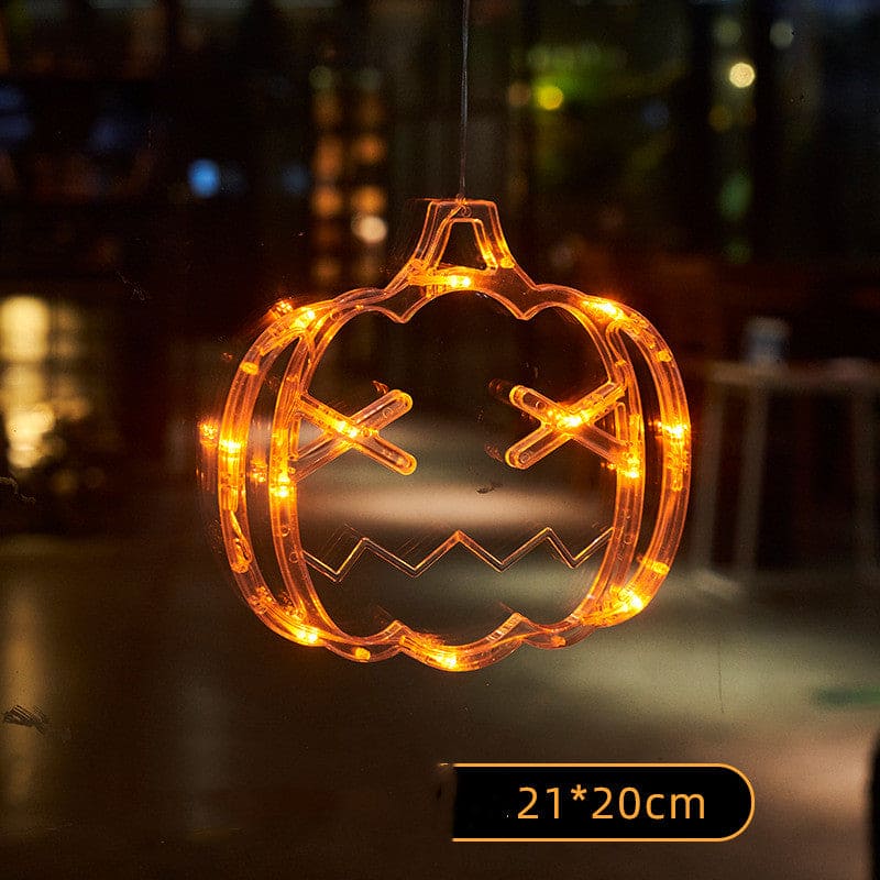 Halloween Window Hanging LED Lights Spider Pumpkin Hanging Ghost Horror Atmosphere Lights