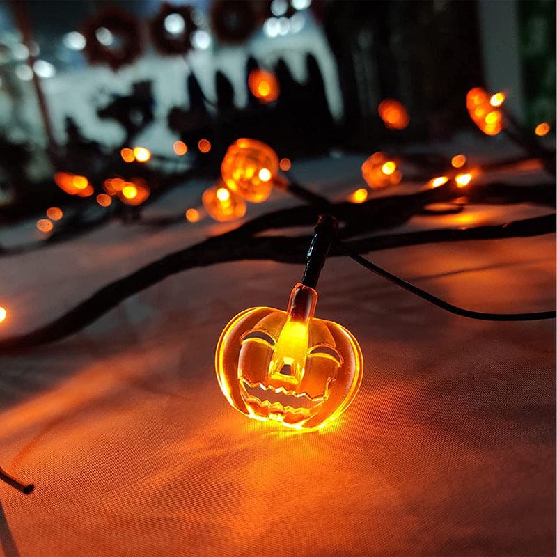 Halloween LED Willow Vine String Lights - Bat & Pumpkin Decor