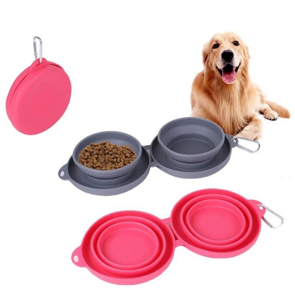 Rubber Foldable Double Bowl Pet