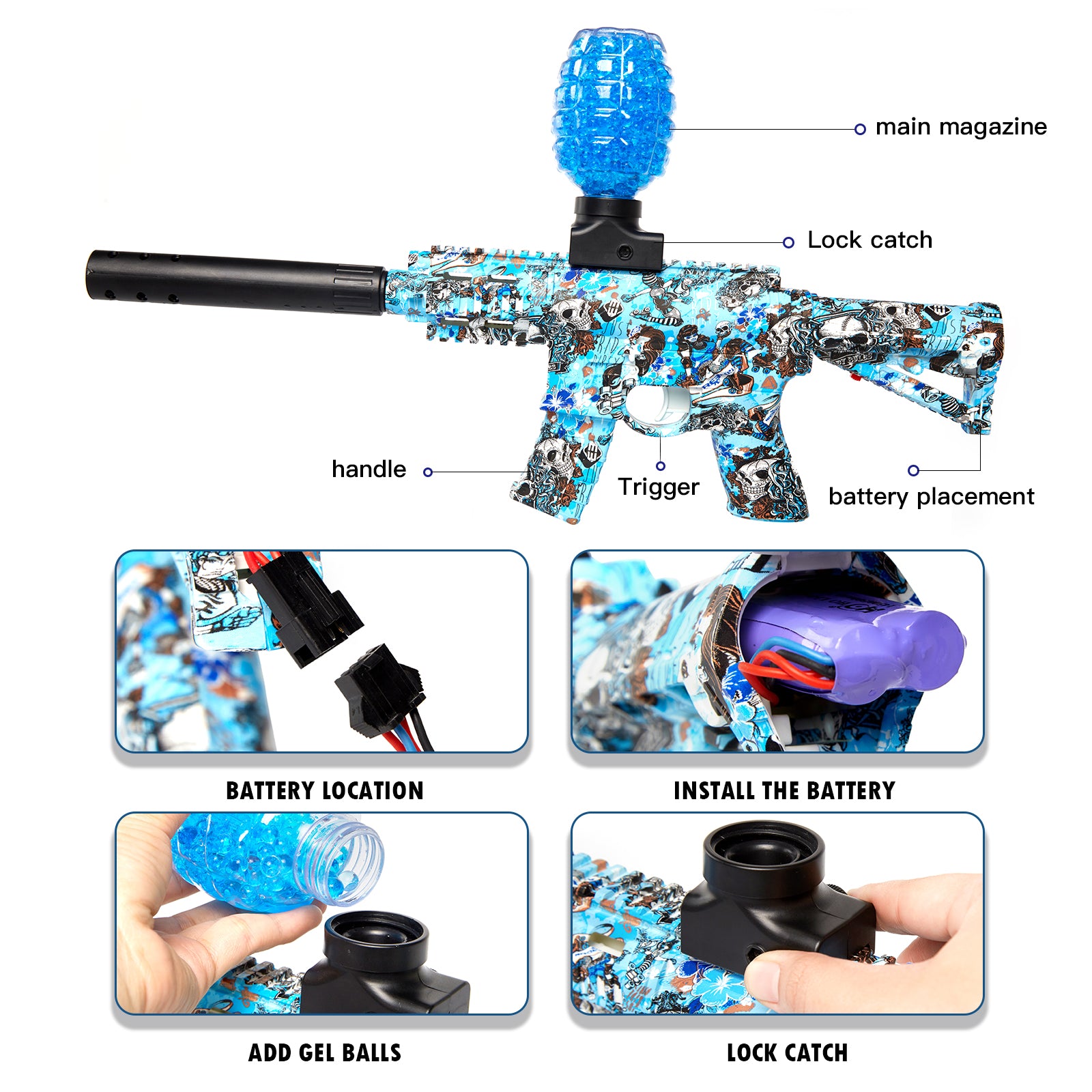 Splatter Ball Gun Gel Ball Blaster Toy Guns