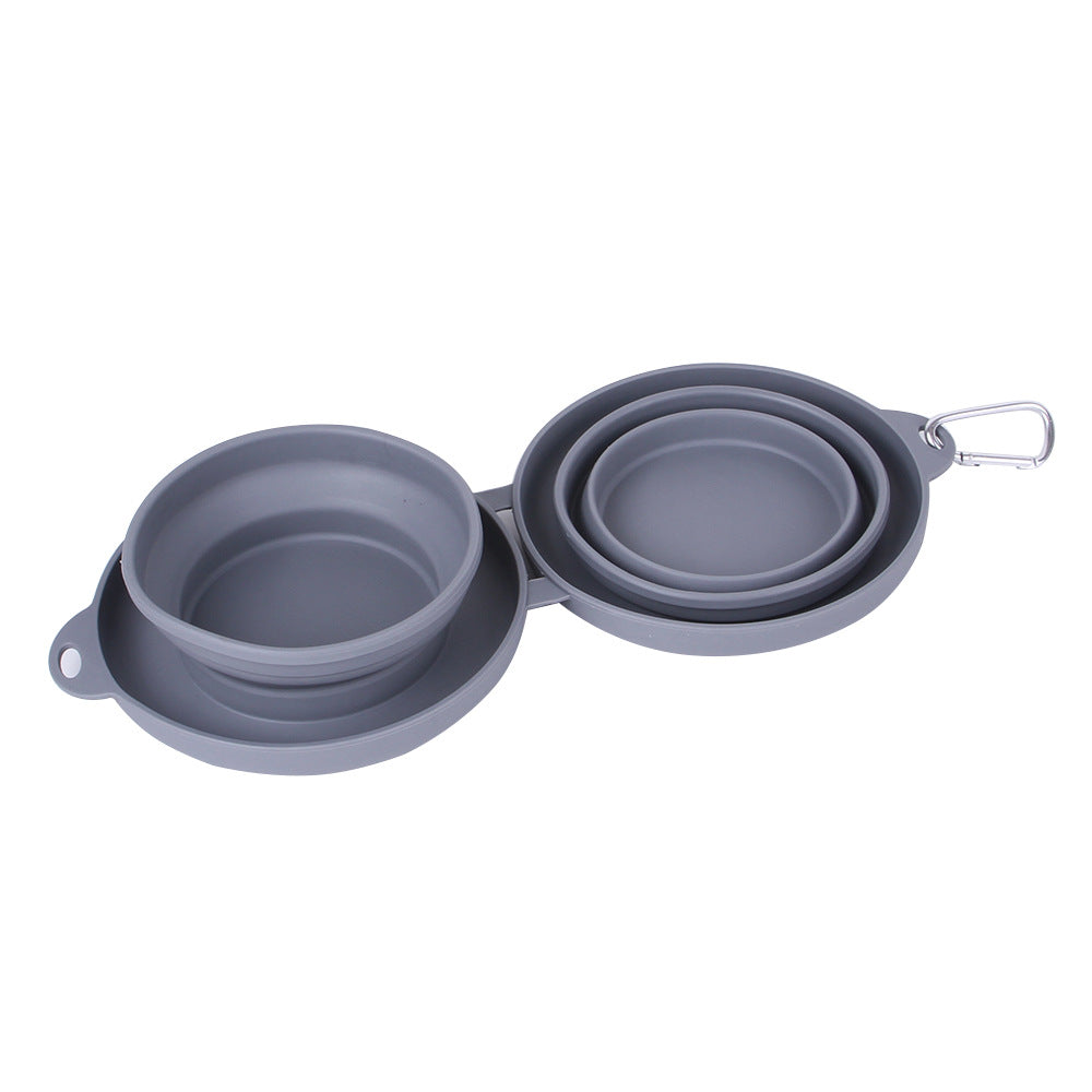 Rubber Foldable Double Bowl Pet