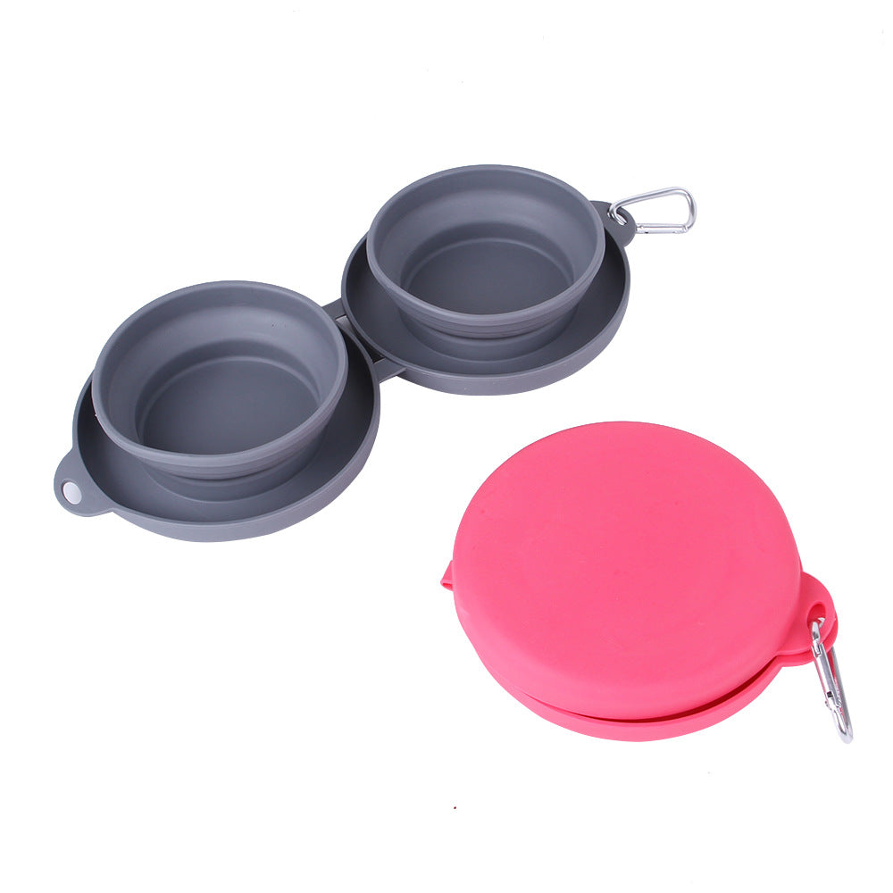 Rubber Foldable Double Bowl Pet