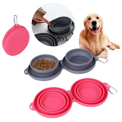 Rubber Foldable Double Bowl Pet