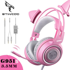 Gamer Pink Cat Ear Headset