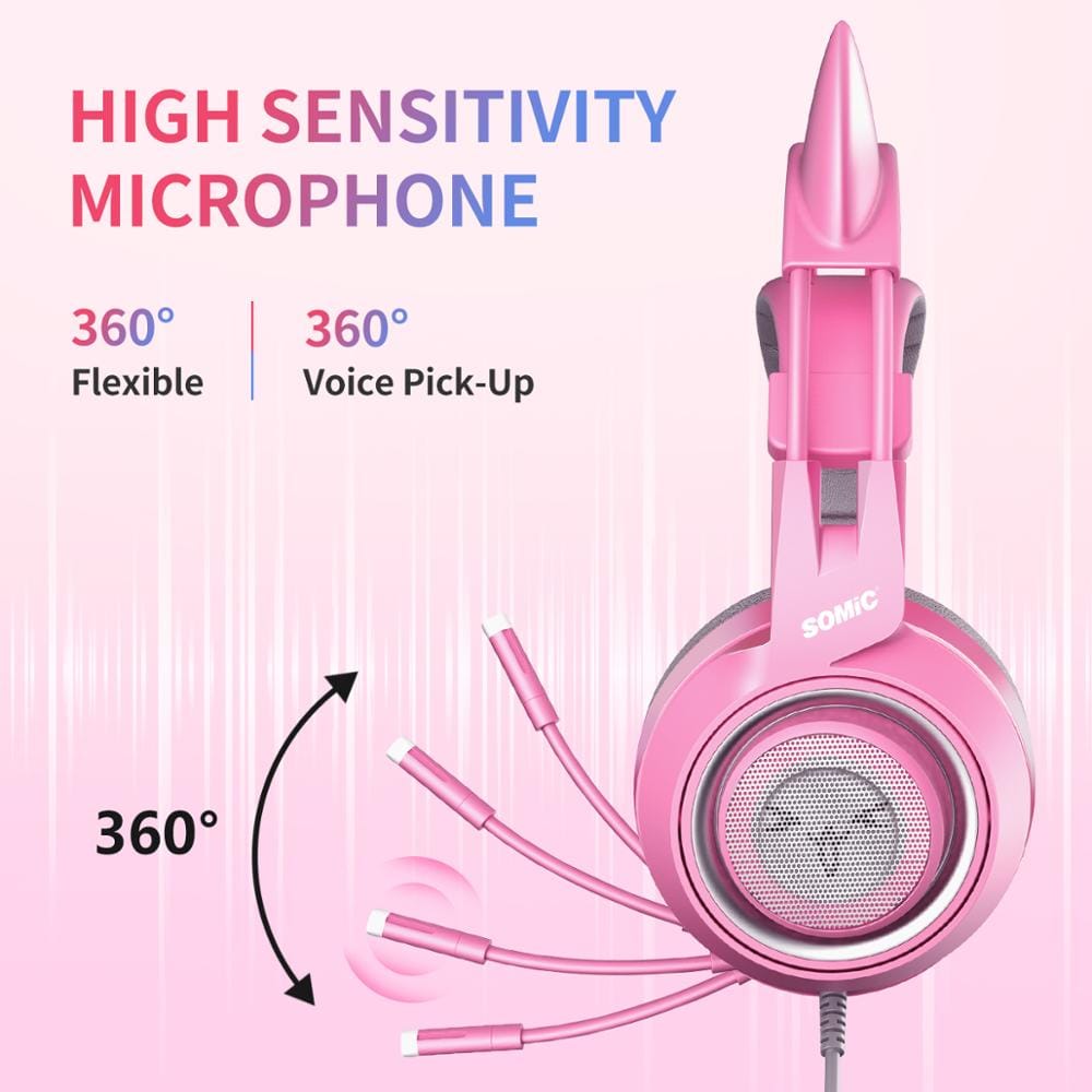 Gamer Pink Cat Ear Headset