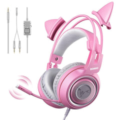 Gamer Pink Cat Ear Headset