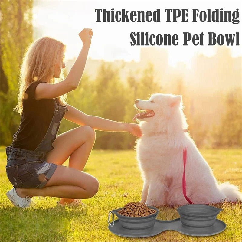 Rubber Foldable Double Bowl Pet