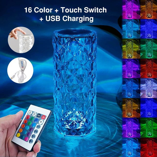 16 Colors LED Crystal Touch Table Lamps